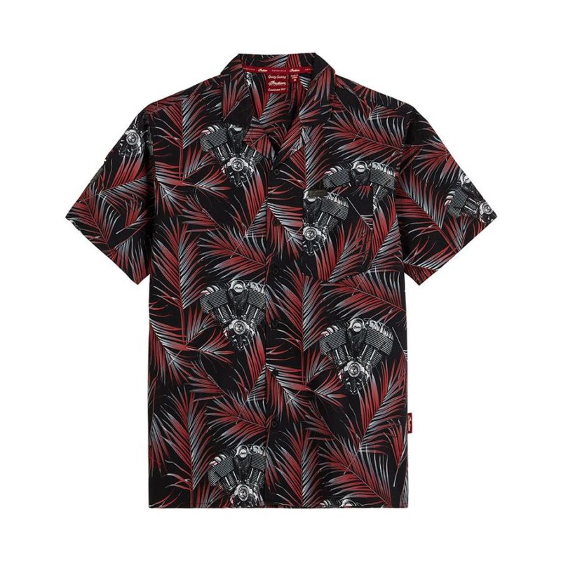 CHEMISE À MOTIF MOTEUR HOMME, ROUGE